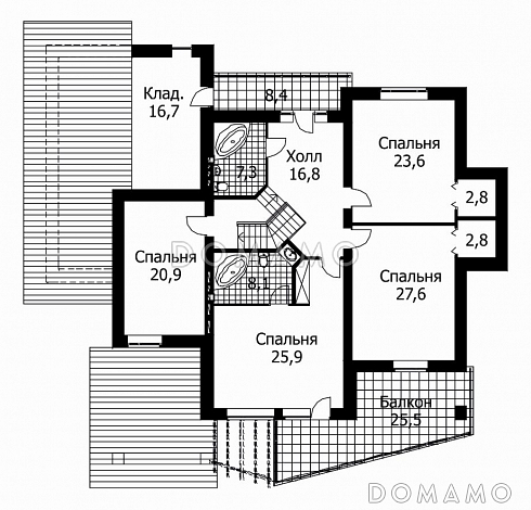 Проект дома из панелей СИП с комбинированной отделкой фасада / План мансардного этажа