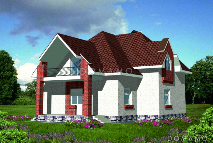 Проект дома с частичной облицовкой фасада облицовочным кирпичом