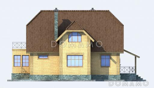 Проект деревянного дома с квадратной ванной комнатой / Фасад 2