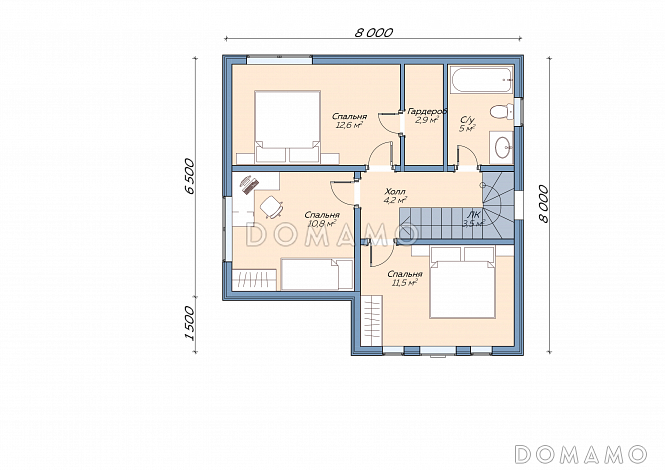 Каркасный дом "Якобсен" / План 2 этажа