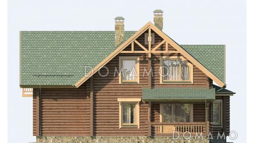 Проект деревянного дома из оцилиндрованного бревна / Фасад 3