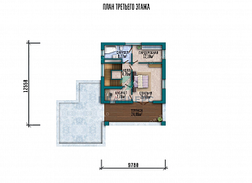 Проект большого трехэтажного дома с террасой и гаражом / План 3 этажа