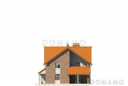 Проект дома с террасой, изолированной кухней, вторым светом / Фасад 2