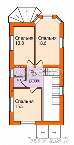 Проект дома из пенобетона для узкого участка / План 2 этажа