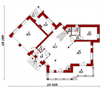 Проект двухэтажного дома с гаражом из СИП панелей / План 1 этажа