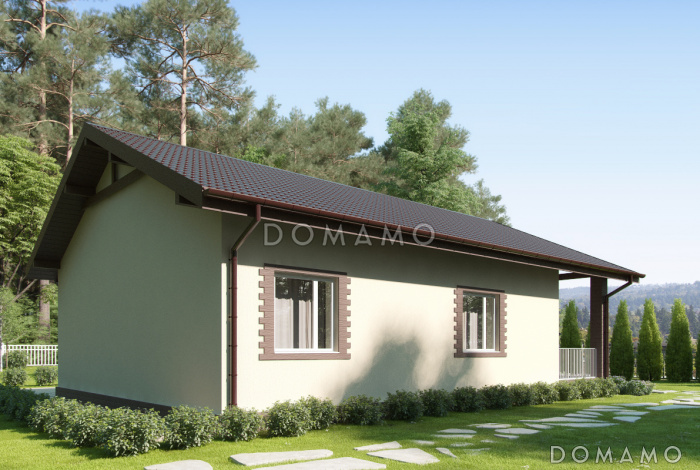 Проект дома из газобетона с террасой, кухней-столовой, кладовой