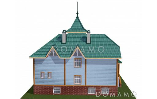 Проект коттеджа с башенкой и гаражом / Фасад 3