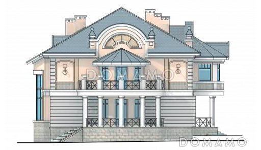Проект коттеджа с просторной двусветной гостиной / Фасад 3