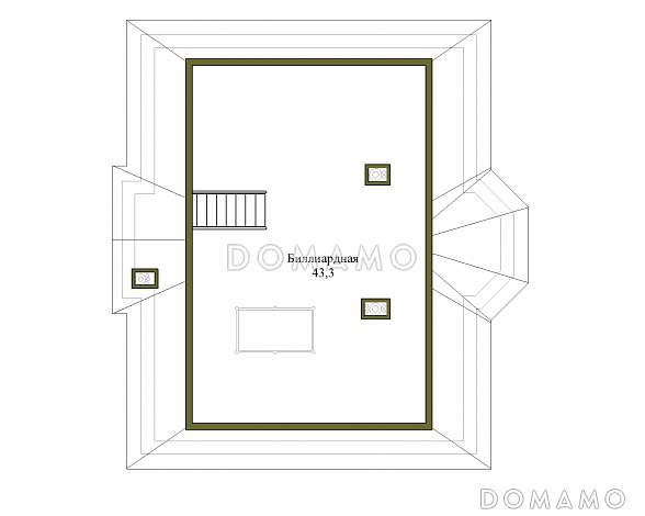 Проект кирпичного коттеджа с подвалом и мансардой / План мансардного этажа