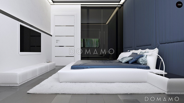 Проект одноэтажного дома из газобетона с тремя спальнями и небольшой крытой угловой террасой 