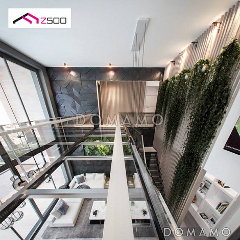 Проект кирпичного дома с кабинетом, гаражом на 2 машины и террасой на втором этаже