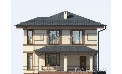 Проект двухэтажного дома из СИП панелей с тремя спальными комнатами / Фасад 3