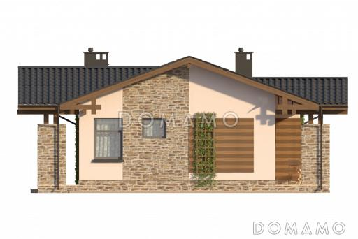 Проект небольшого одноэтажного дома из СИП панелей с гардеробной и приватной террасой / Фасад 3