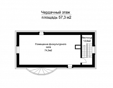 Проект бассейна круглогодичного использования с чердачным этажом под физкультурный зал / План мансардного этажа