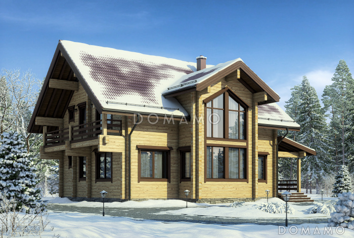 Проект дома из бруса с небольшой кухней