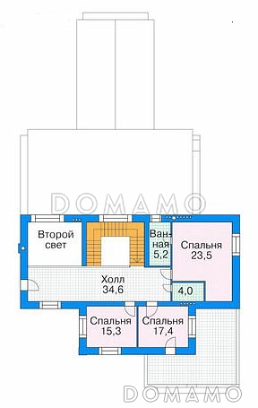 Проект комфортабельного дома с большим бассейном, бильярдной, домашним кинотеатром, тренажерным залом и зимним садом / План 2 этажа