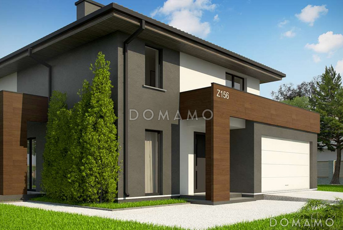 Проект компактного двухэтажного дома из кирпича с гаражом на два автомобиля