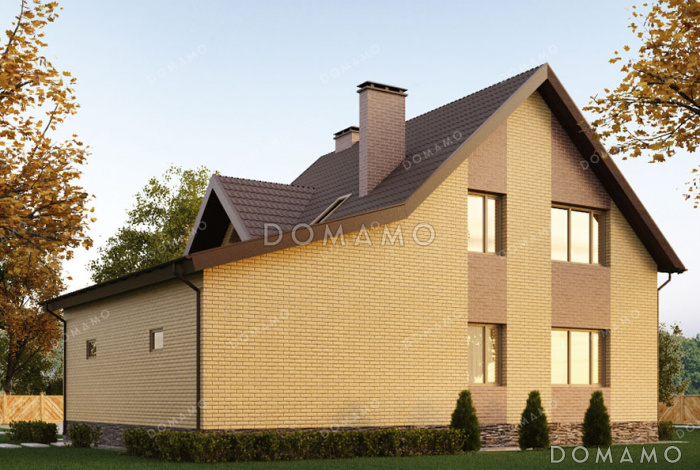 Проект дома с тремя спальнями, гаражом на один автомобиль и мастерской