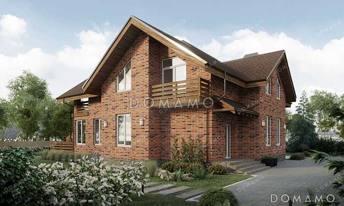 Проект дома с мастер-спальней, постирочной, двумя балконами, верандой и террасой