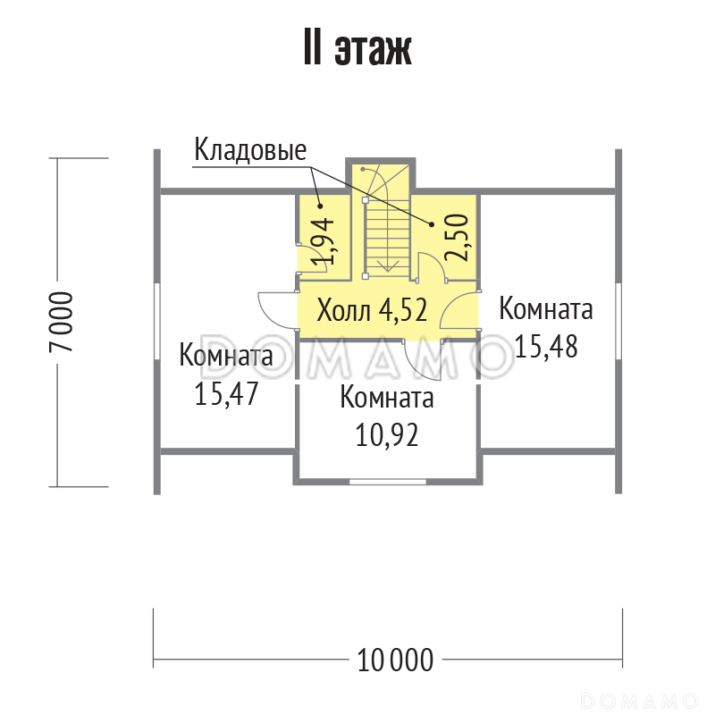 Проект дома 7х10 из бруса / План мансардного этажа