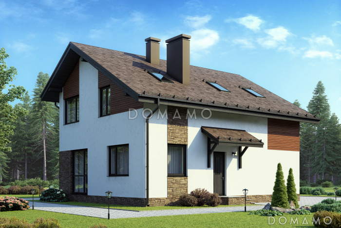 Проект дома из газобетона с современной отделкой фасадов