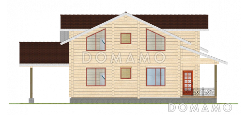 Проект дома из клееного бруса с отдельным входом в топочную / Фасад 1