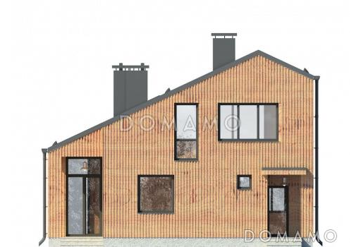 Проект дома из пеноблоков с необычной отделкой / Фасад 1