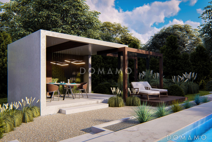 Проект беседки с закрытой и открытой зоной для большого участка