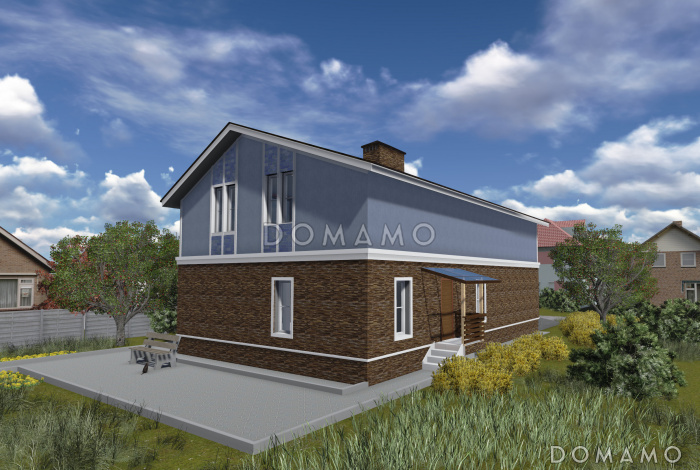 Проект двухэтажного коттеджа с гаражом