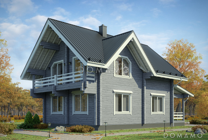 Проект современного дома из бруса с мансардой
