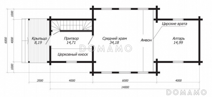 Проект небольшого православного храма / План 1 этажа