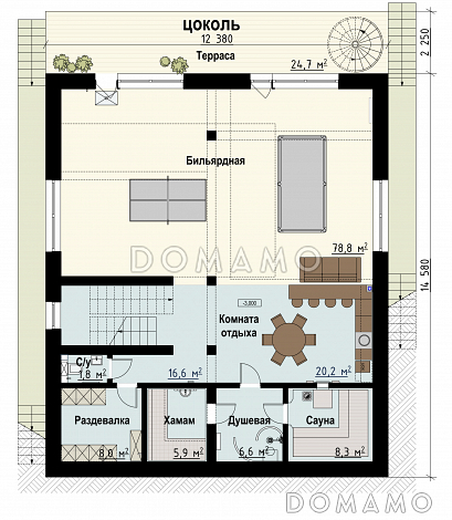 Шале Тивье / План цокольного этажа
