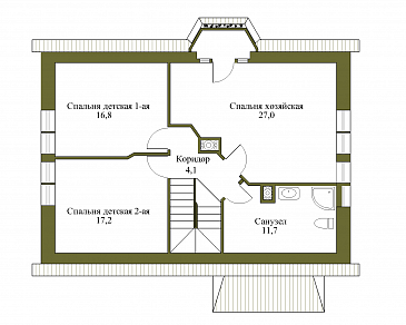 Проект газобетонного дома с мансардой в европейском стиле / План мансардного этажа