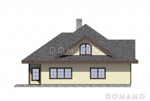 Проект теплого и уютного дома из кирпича / Фасад слева