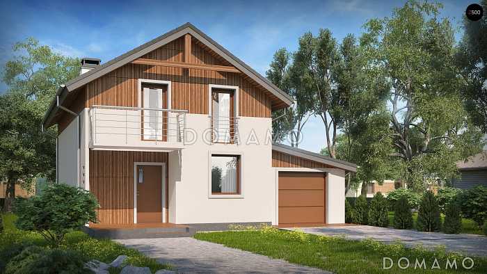 Проект двухэтажного коттеджа из кирпича с дополнительной комнатой на первом этаже и пристроенным гаражом