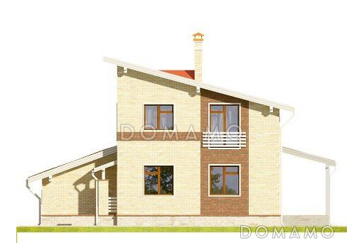 Коттедж из газобетона с гаражом на одну машину / Фасад 3