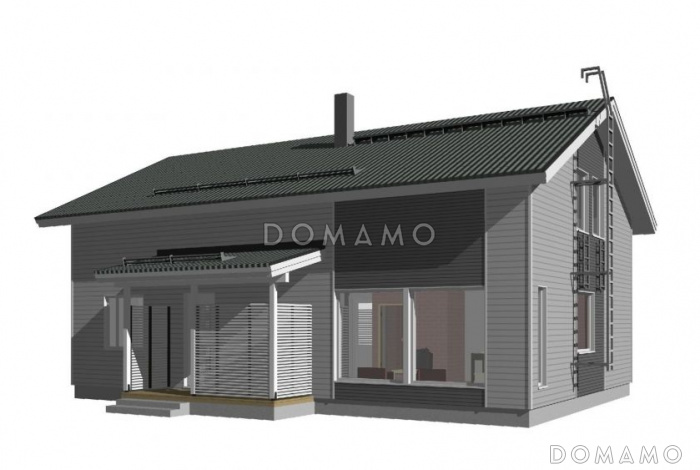 Проект каркасного дома с тремя спальнями на мансардном этаже