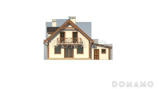 Проект одноэтажного дома из газобетона с мансардным этажом и гаражом / Фасад 3