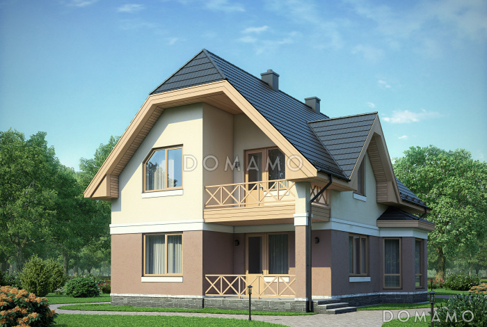 Проект небольшого дома с двумя крытыми террасами