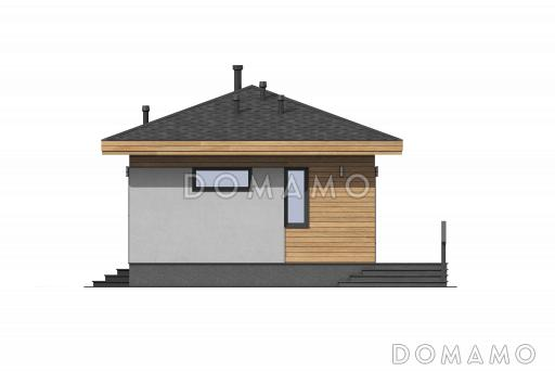 Проект гостевого дома со спальней, террасой и местом для хранения дров / Фасад 4