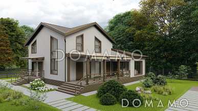 Проект двухэтажного каркасного дома с мансардой и гаражом