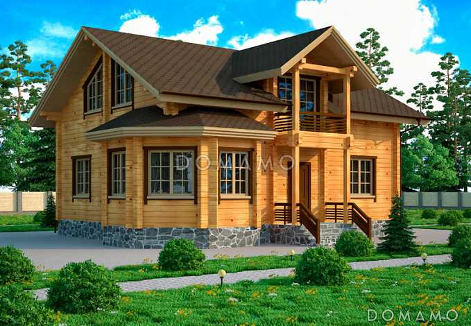 Проект двухэтажного дома из клееного бруса с относительно небольшой площадью