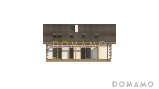 Проект одноэтажного мансардного дома из кирпича классической формы и планировки, с пятью комнатами / Фасад 3