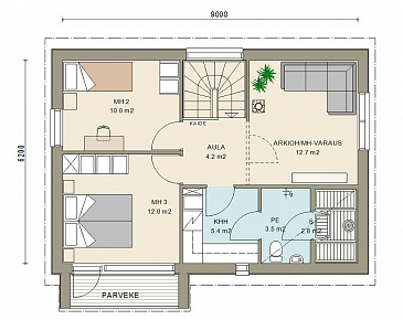 Проект двухэтажного каркасного дома c сауной на втором этаже / План 2 этажа