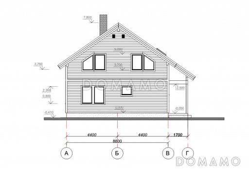 Проект лаконичного дома с лоджией в скандинавском стиле / фасад слева