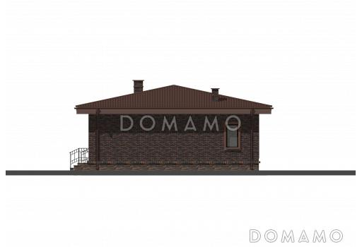 Проект небольшого одноэтажного дома с двумя спальнями и просторной кухней-гостиной / Фасад 2