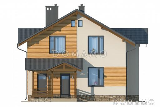 Проект компактного коттеджа с кладовой и пятью спальнями / Фасад 1