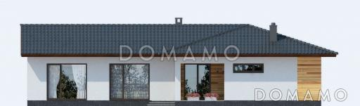 Проект одноэтажного дома из СИП панелей с двумя спальными комнатами и небольшой сауной / Фасад 4