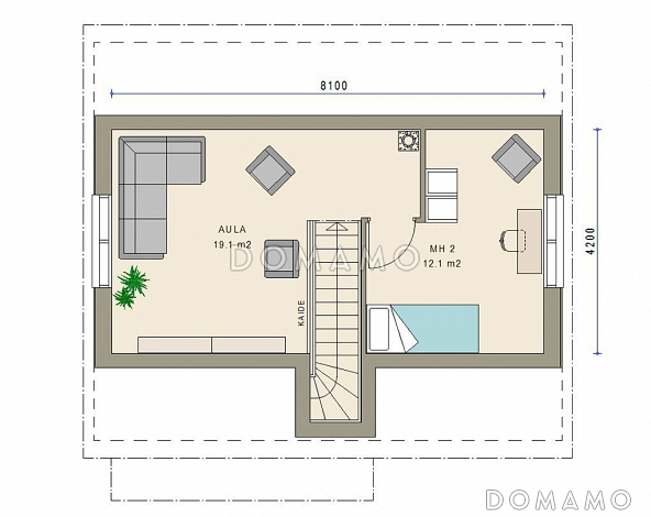 Проект каркасного дома с мансардой / План мансардного этажа