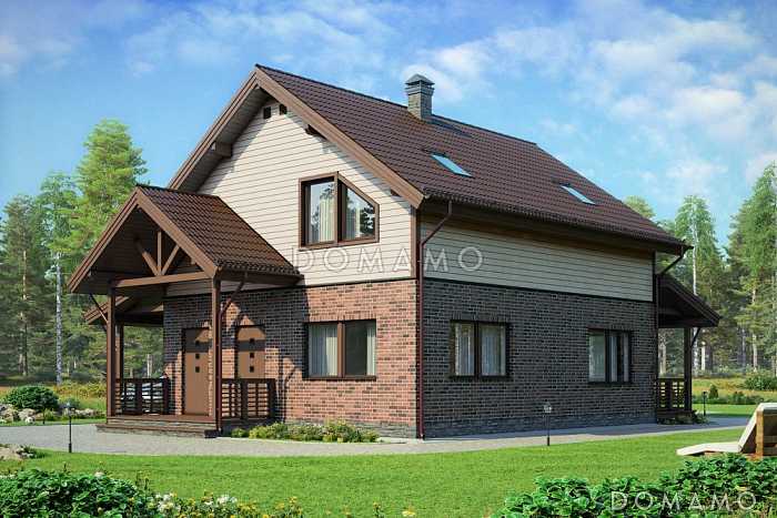 Проект дома из кирпича с местом для установки камина в гостиной